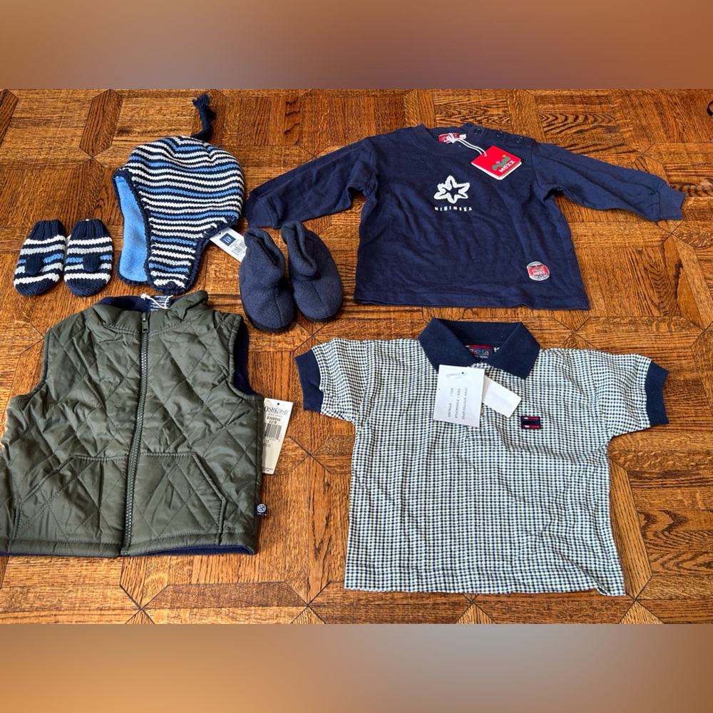 BNWT 6 piece 12 month lot (brands include Oshkosh Bugle Boy Gap Mexx) - Picture 1 of 7